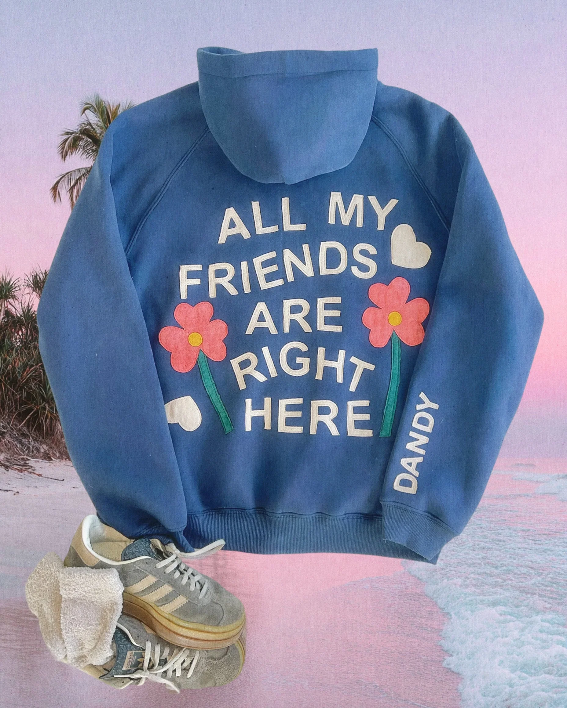 "All my Friends" Oversized Lux Hoodie in Blue - Image 3