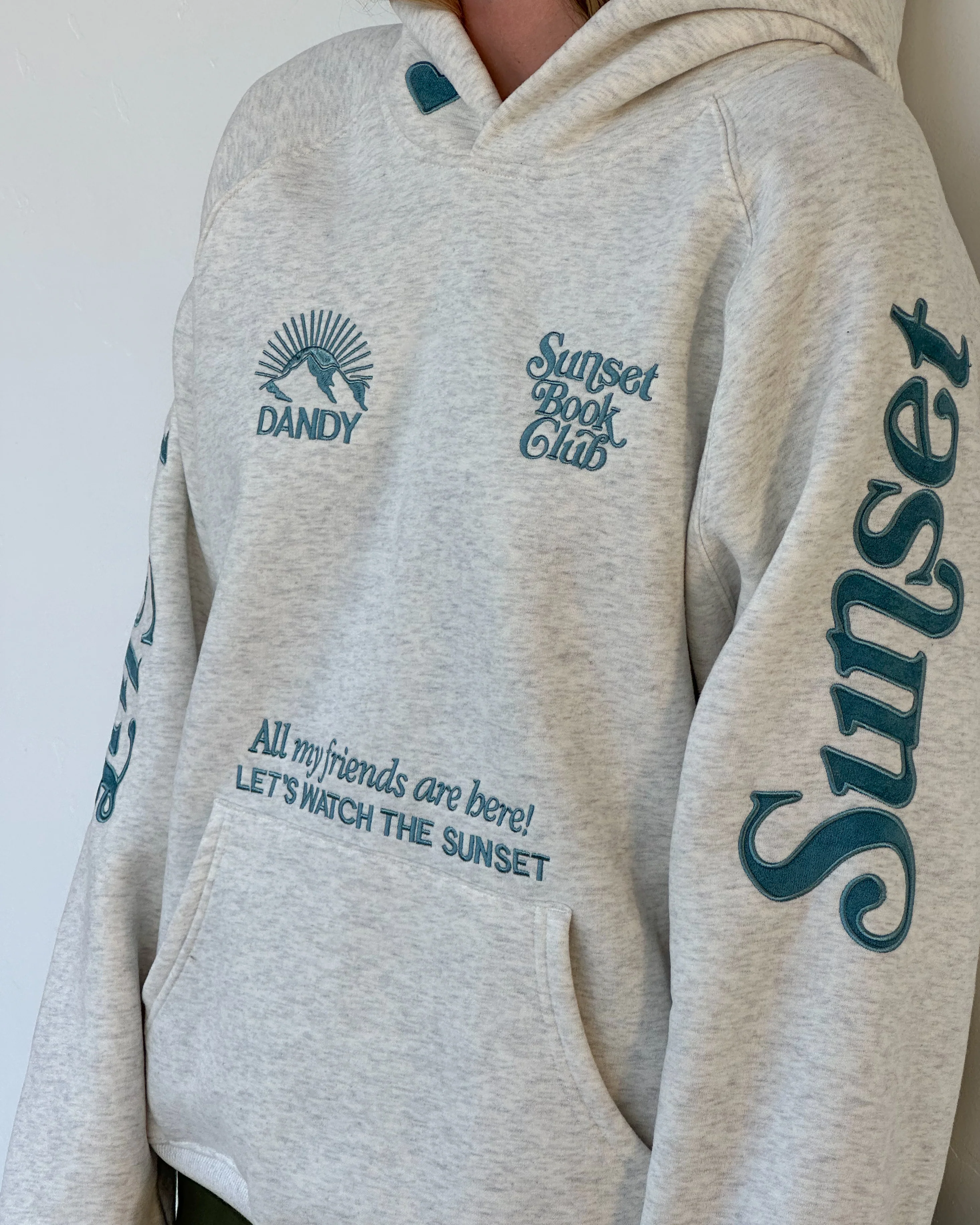 "Book Club" Oversized Lux Hoodie in Heather Gray and Blue - Image 19