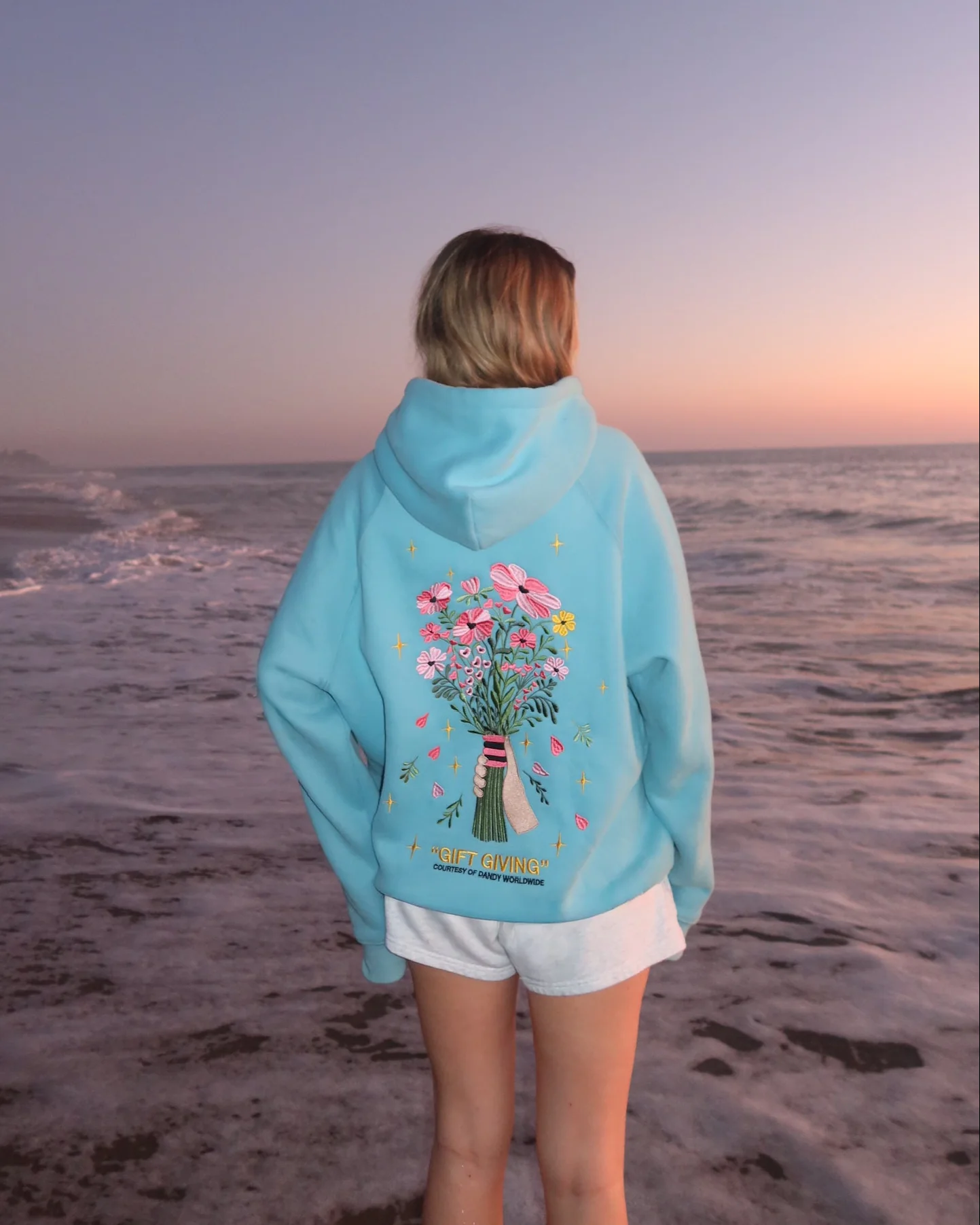 "Gift Giving" Oversized Lux Hoodie in Blue - Image 5