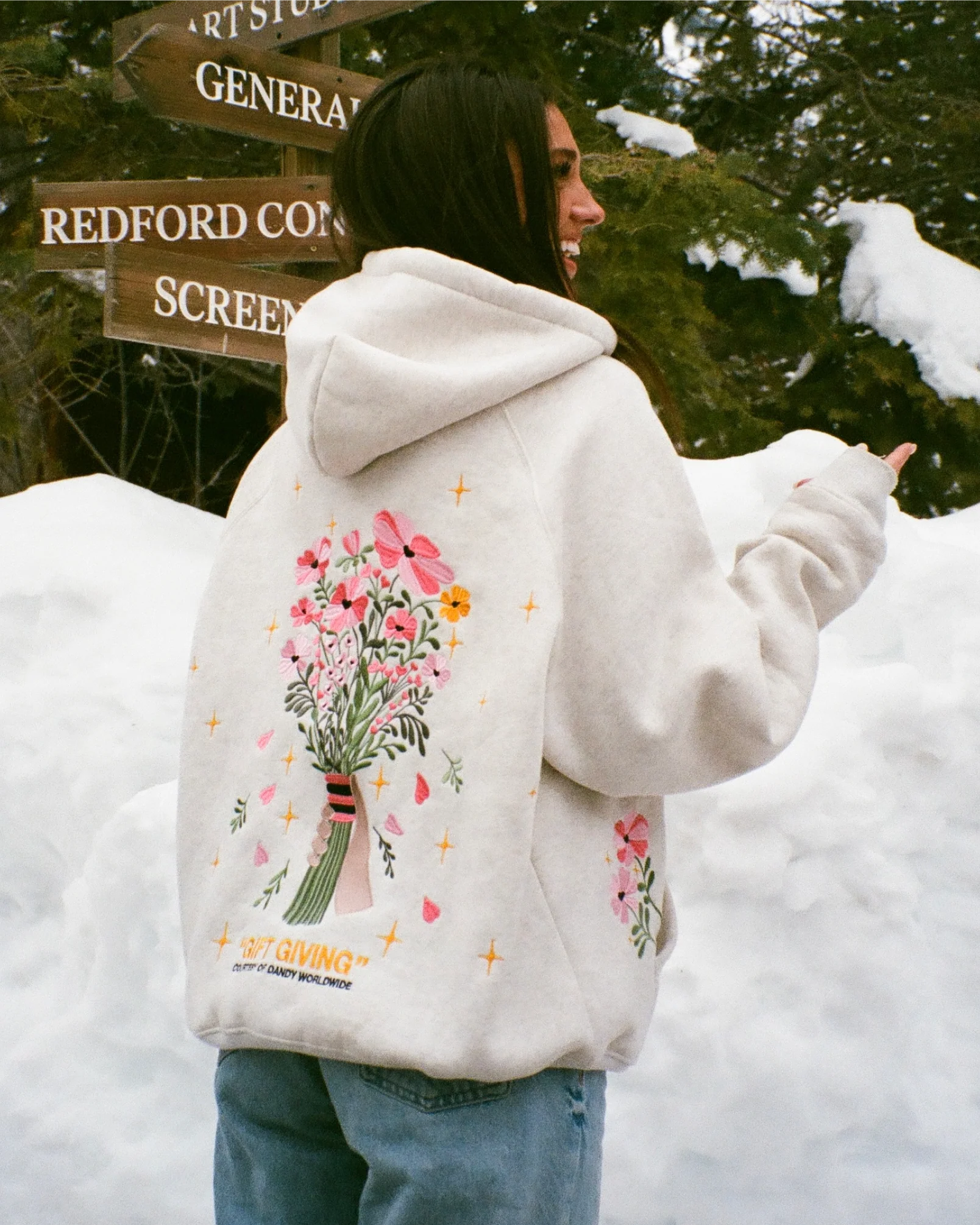 "Gift Giving" Oversized Lux Hoodie in Heather Gray - Image 3