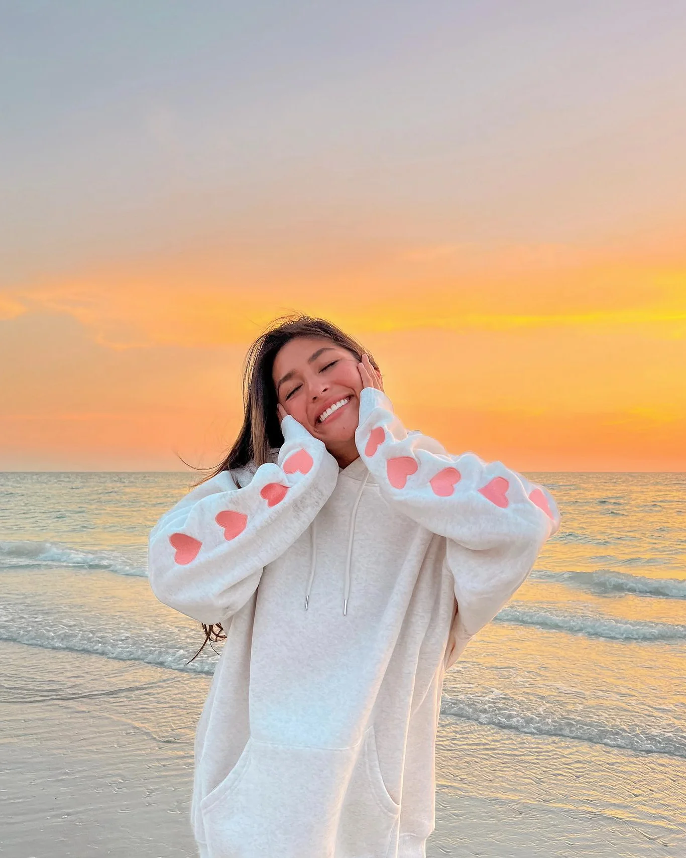 "Heart on My Sleeve" Oversized Lux Hoodie in Heather Gray - Image 5
