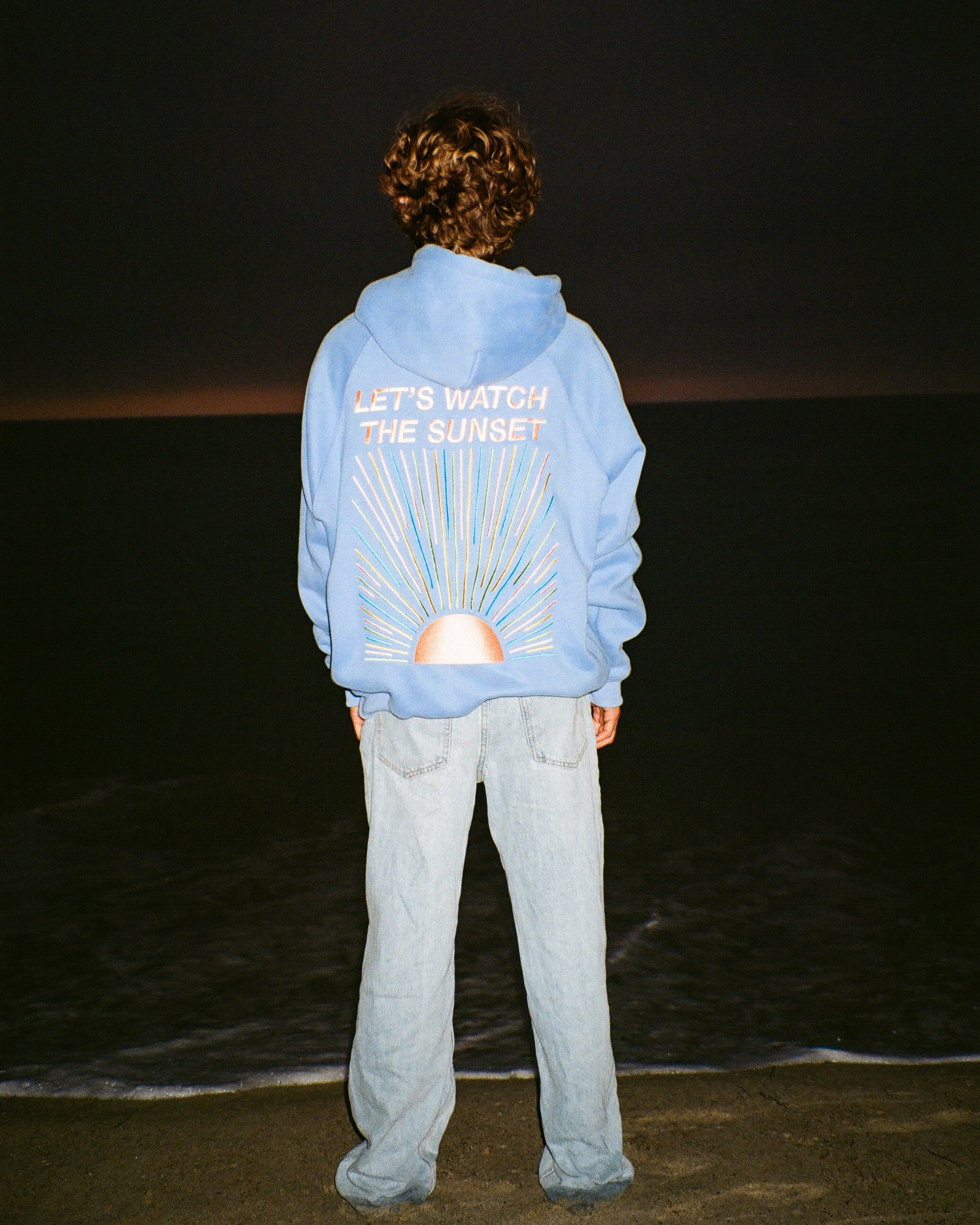 "Let's Watch the Sunset" Oversized Lux Hoodie in Blue - Image 10