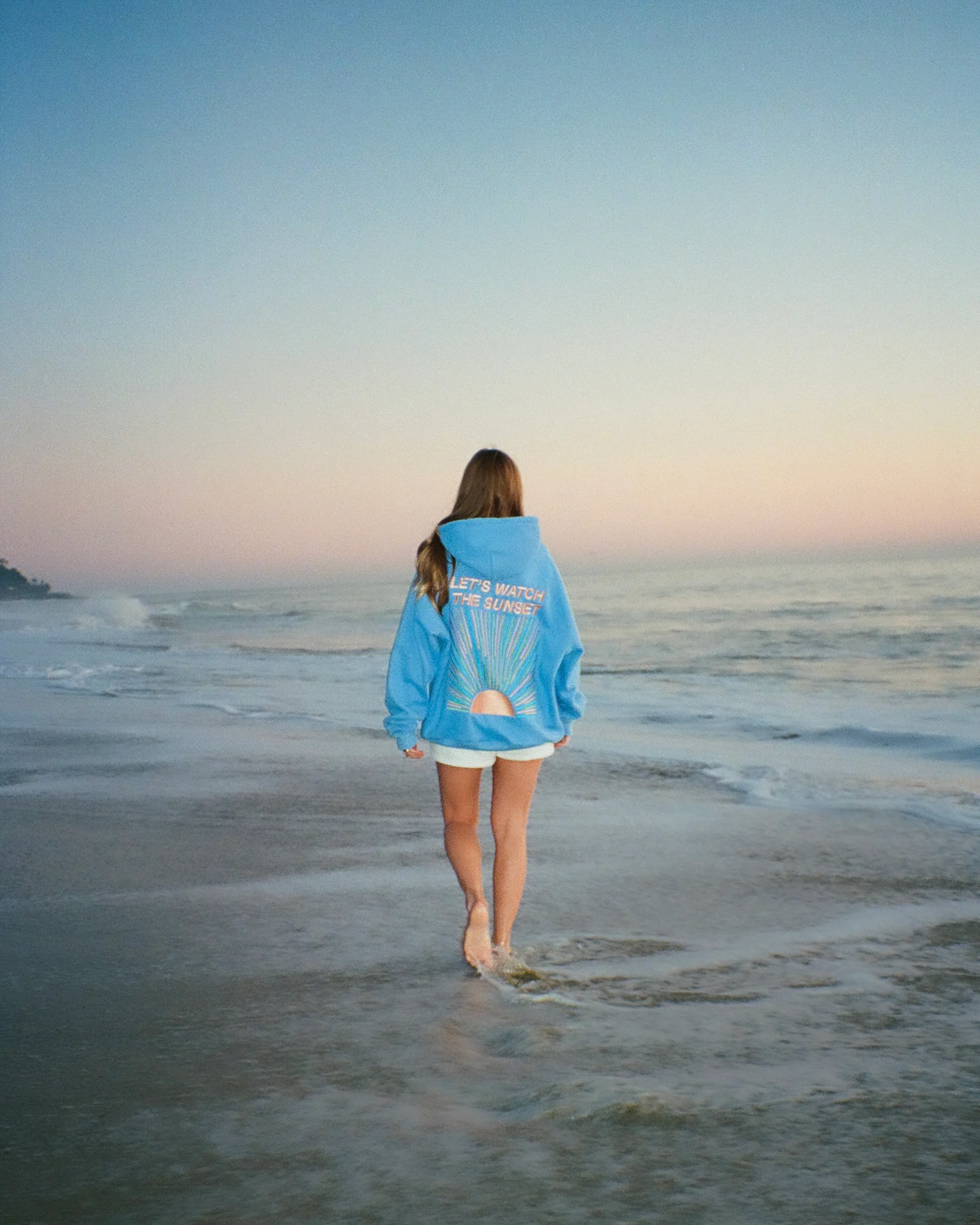 "Let's Watch the Sunset" Oversized Lux Hoodie in Blue - Image 11
