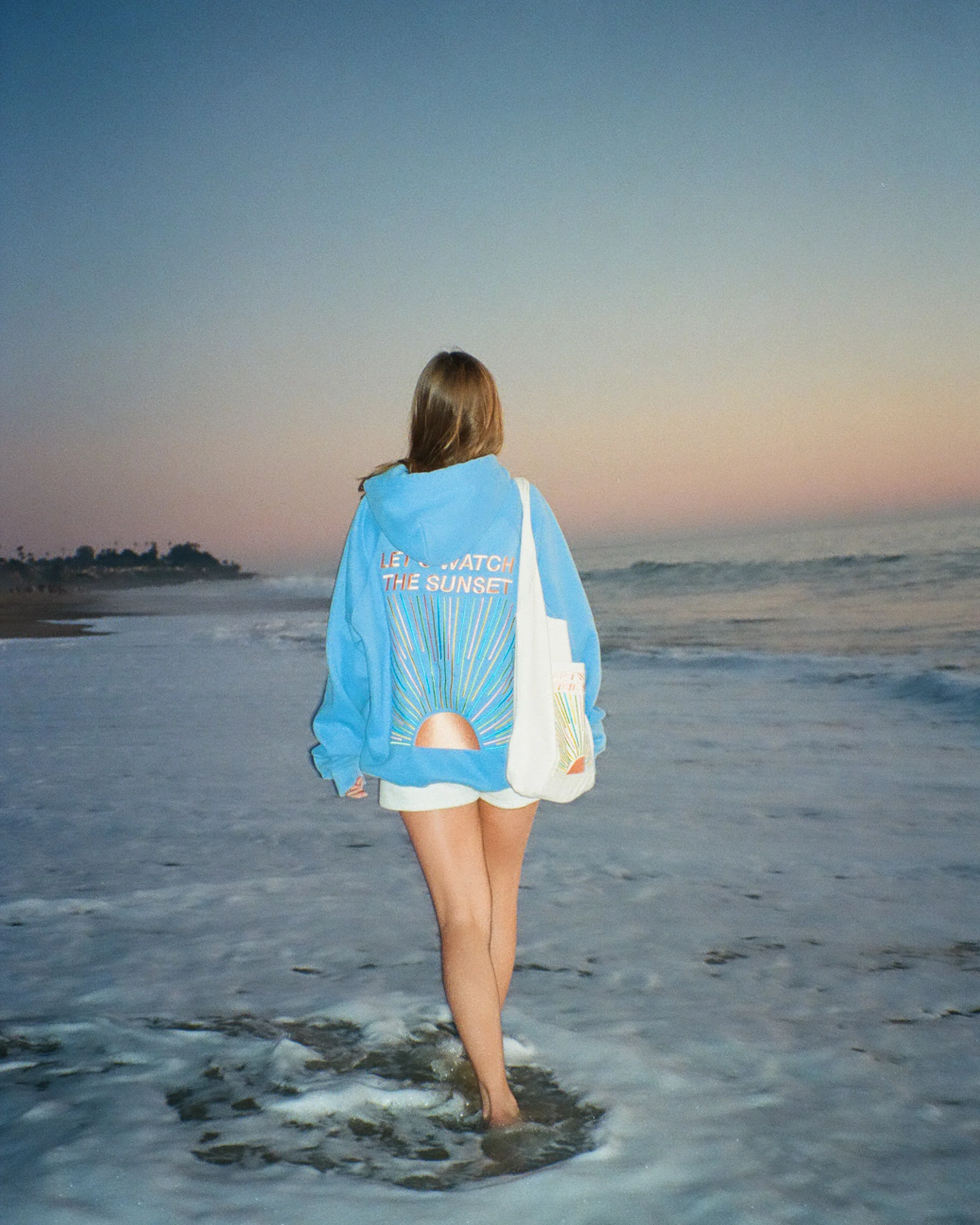 "Let's Watch the Sunset" Oversized Lux Hoodie in Blue - Image 12