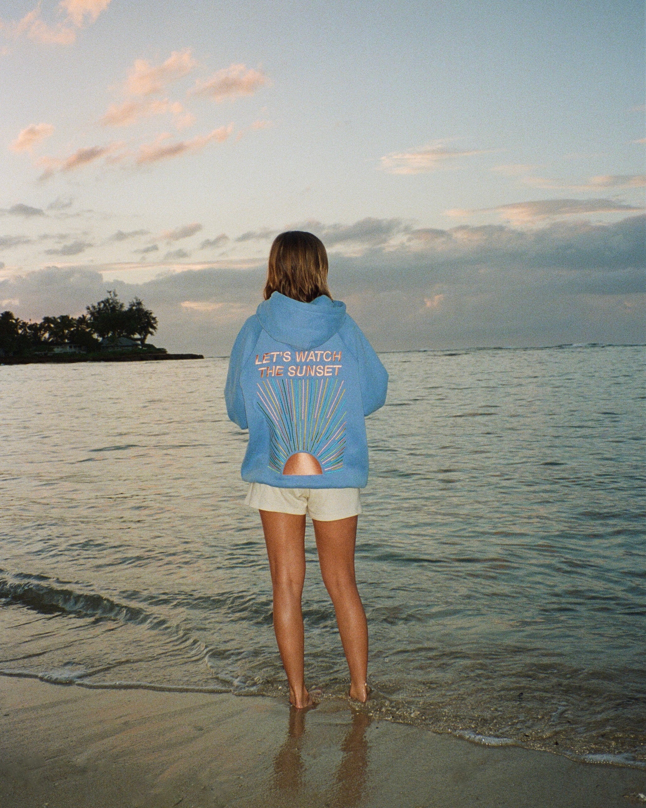 "Let's Watch the Sunset" Oversized Lux Hoodie in Blue - Image 7