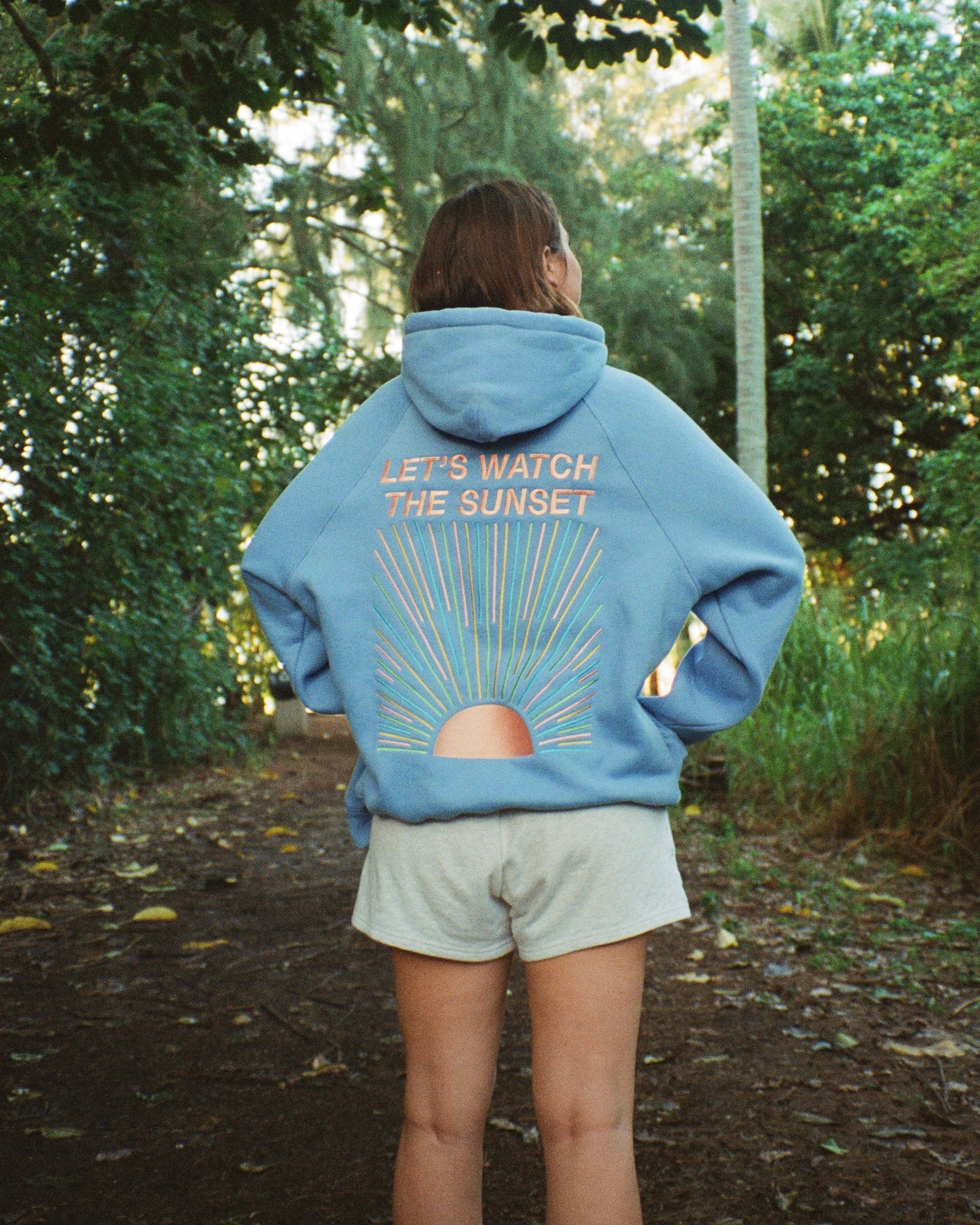 "Let's Watch the Sunset" Oversized Lux Hoodie in Blue - Image 8