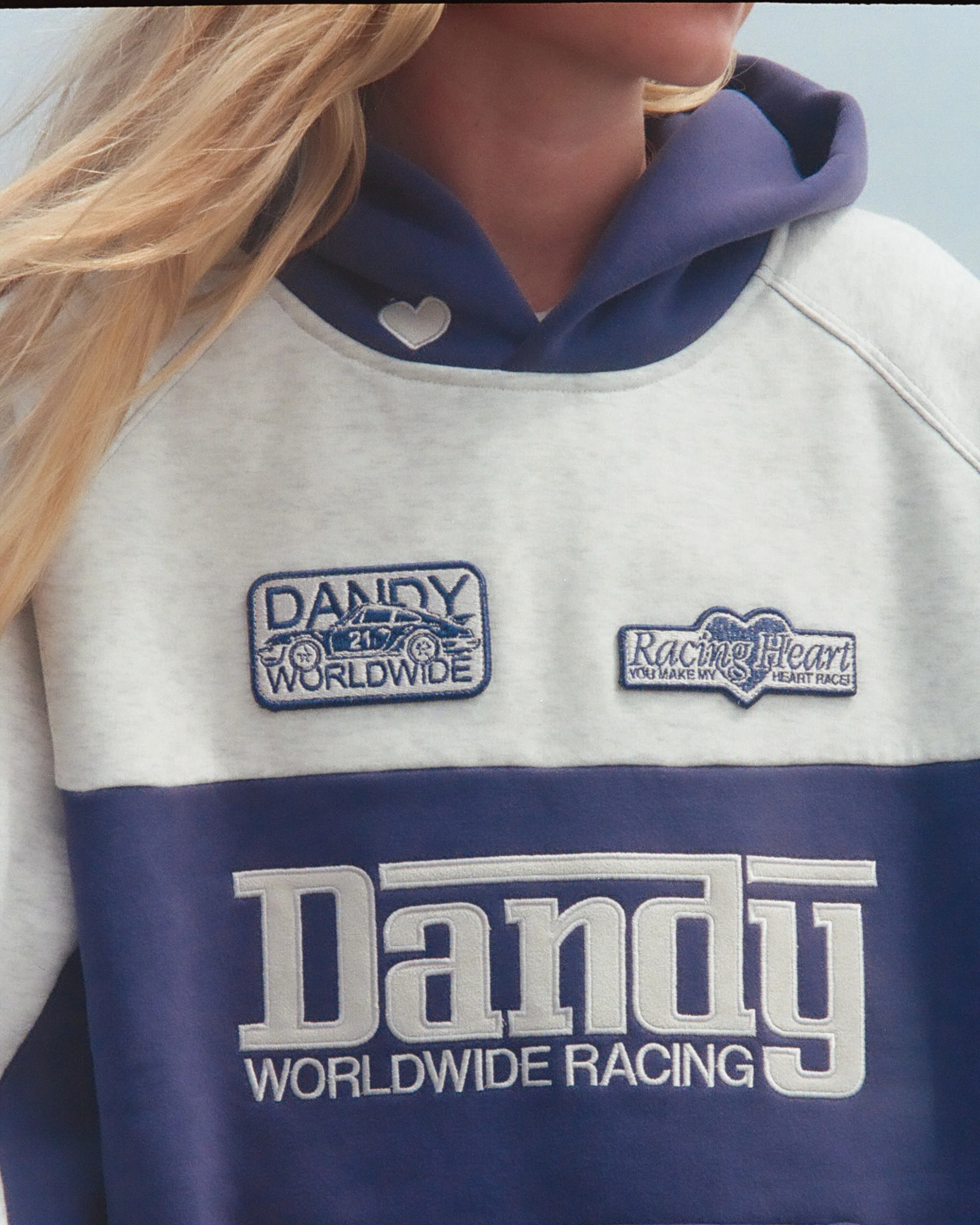 "Racing Heart" Oversized Lux Hoodie in Blue - Image 5