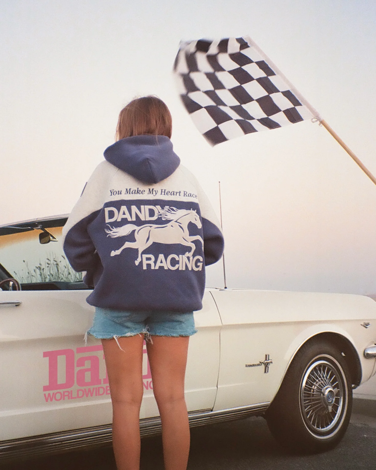 "Racing Heart" Oversized Lux Hoodie in Blue - Image 6