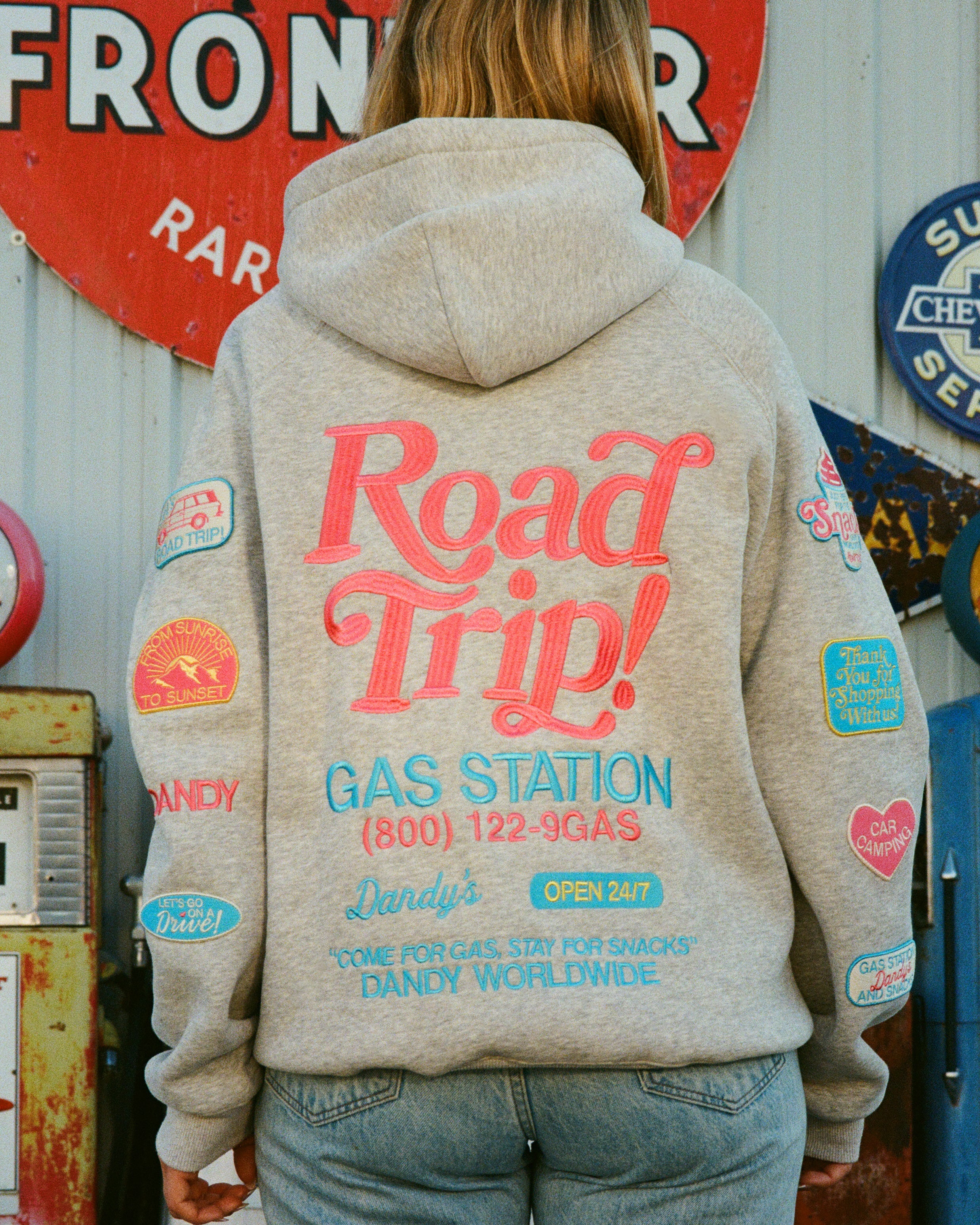"Road Trip!" Oversized Lux Hoodie in Dark Heather - Image 26