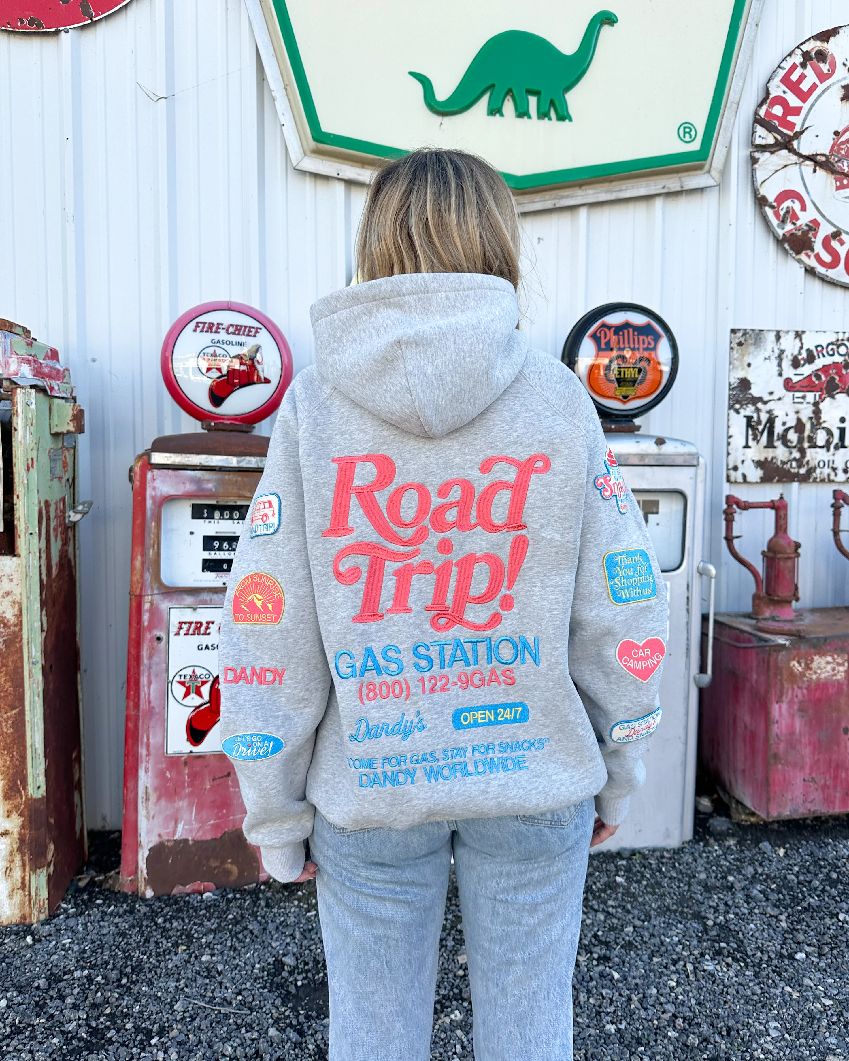 "Road Trip!" Oversized Lux Hoodie in Dark Heather - Image 8